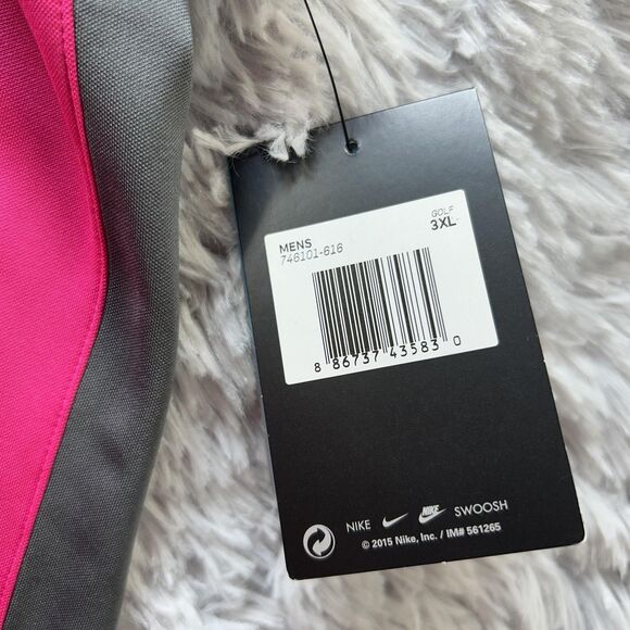 Nike Golf Polo Shirt Mens 3XL Soccer GOL Logo Pink Gray Dri-FIT 746101-616 - Picture 8 of 11